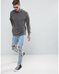 Asos Oversized Long Sleeve T Shirt In Heavy Weight Jersey With Acid Wash