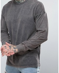 Asos Oversized Long Sleeve T Shirt In Heavy Weight Jersey With Acid Wash