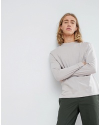 ASOS DESIGN Relaxed Fit Roll Long Sleeve T Shirt In Grey