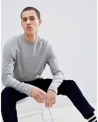 ASOS DESIGN Relaxed Long Sleeve Raglan T Shirt With High Neck In Grey Marl