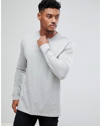 ASOS DESIGN Relaxed Skater Long Sleeve T Shirt With Neck Detail And Cuff In Grey Marl