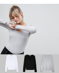 ASOS DESIGN Ultimate Top With Long Sleeve And V Neck 3 Pack Save