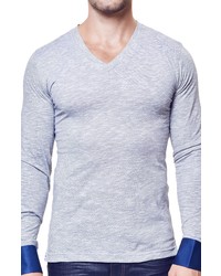 Maceoo V Neck Long Sleeve Cotton T Shirt