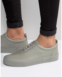 Asos Brand Lace Up Sneakers In Gray