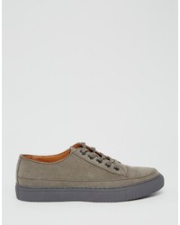 Asos Brand Sneakers In Gray Faux Suede With Toe Cap