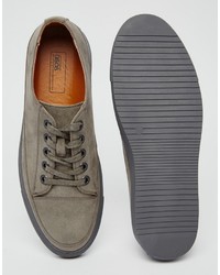 Asos Brand Sneakers In Gray Faux Suede With Toe Cap
