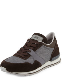 Tod's Lace Up Trainer Sneaker Browngray