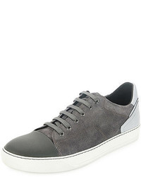 Lanvin Low Top Sneaker With Contrast Heel Bluelight Gray