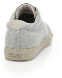 Brunello Cucinelli Mixed Media Wool Blend Sneakers