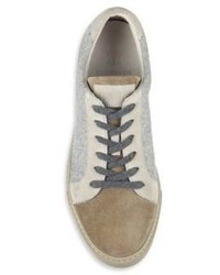 Brunello Cucinelli Mixed Media Wool Blend Sneakers