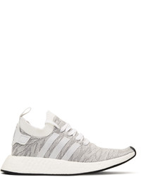 adidas Originals White And Grey Nmd R2 Pk Sneakers