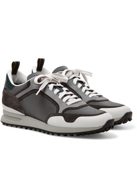 Dunhill Radial Runner Leather And Suede Trimmed Mesh Sneakers