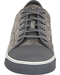 Lanvin Stamped Cap Toe Sneakers Grey