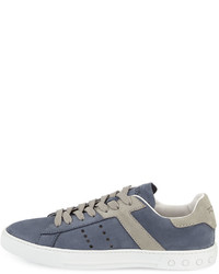 Tod's Suede Lace Up Sport Sneaker Bluegray