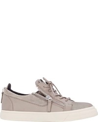 Giuseppe Zanotti Suede Leather Double Zip Sneakers Colorless