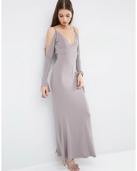 Asos Collection V Front Seamed Maxi Dress With Cold Shoulder