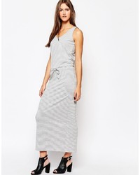Just Female Gray And White Stripe Maxi Dress