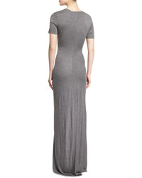 A.L.C. Laila Short Sleeve Ruched Maxi Dress Heather Gray