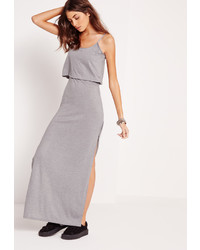 Missguided Jersey Overlay Maxi Dress Grey