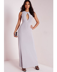 Missguided Slinky Cut Out Maxi Dress Ice Grey
