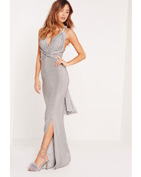 Missguided Slinky Multiway Maxi Dress Grey