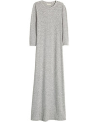 H&M Ribbed Dress Light Gray Melange Ladies