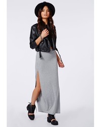 Missguided Jenna Split Maxi Skirt In Grey