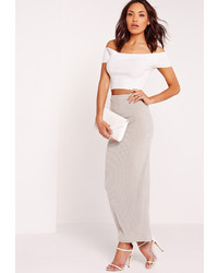 Missguided Ribbed Maxi Skirt Grey