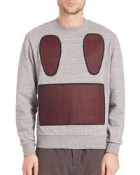 Grey Mesh Crew-neck Sweater