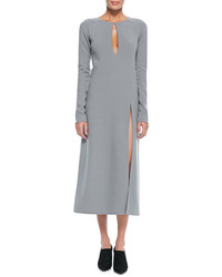 Marc Jacobs Long Sleeve Keyhole Midi Dress Gray