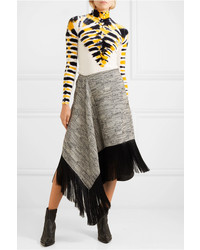 MARQUES ALMEIDA Asymmetric Fringed Cotton Blend Midi Skirt