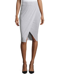 philosophy Draped Faux Wrap Midi Skirt Mist Grey