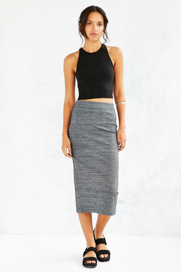 Silence & Noise Silence Noise Uni Ribbed Midi Skirt, $49, Urban Outfitters