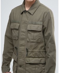 Asos Military Jacket With Drawstring In Khaki
