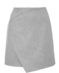 Carven Grey Wool Blend Draped Mini Skirt