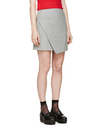 Carven Grey Wool Wrap Skirt