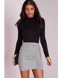 Missguided Petite Ruched Mini Skirt Grey