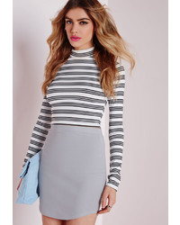 Missguided Ponte Curve Hem Mini Skirt Grey