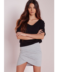 Missguided Wrap Front Mini Skirt Grey
