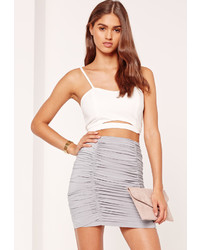 Missguided Ruched Front Slinky Mini Skirt Grey