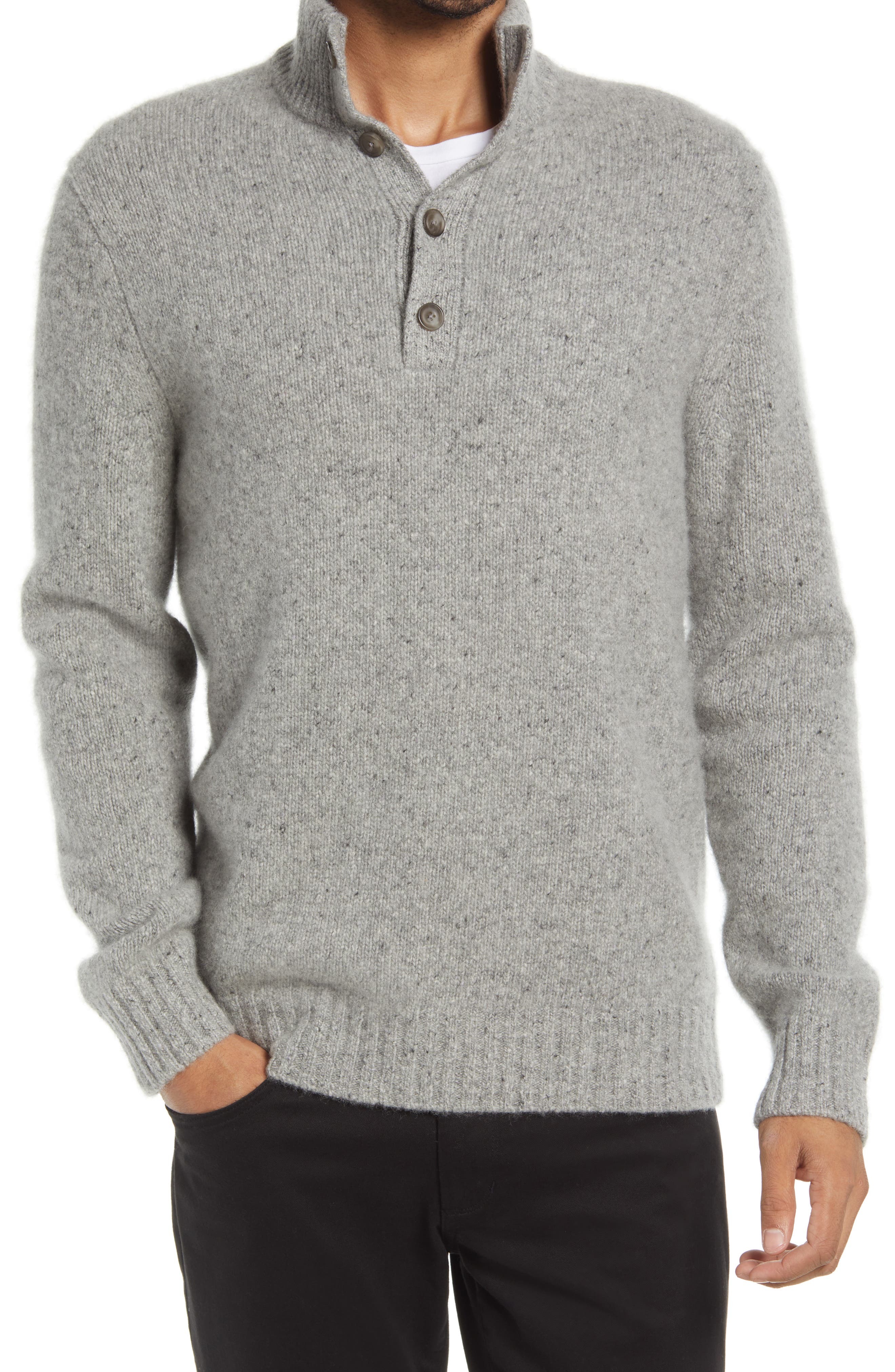 Vince Crafted By Donegal Button Mock Neck Sweater, $345 | Nordstrom ...