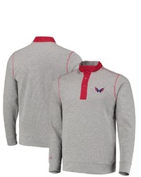 Antigua Redheathered Gray Washington Capitals Pastime Henley Pullover Sweater At Nordstrom