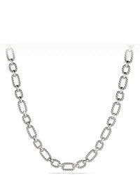 David Yurman 125mm Cushion Link Chain Necklace With Diamonds