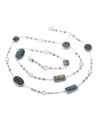 Coomi Affinity Long Carved Labradorite Station Necklace With Diamonds 36