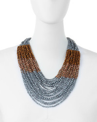 Nakamol Mixed Bead Multi Strand Necklace Gray
