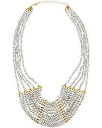 Panacea Tiered Pearly Crystal Beaded Necklace Gray