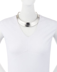 Lydell NYC Rhodium Tone Hammered Collar Necklace