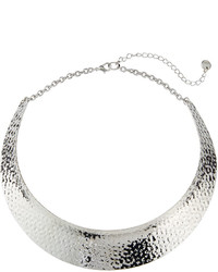 Lydell NYC Rhodium Tone Hammered Collar Necklace