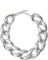 Kenneth Jay Lane Silvertone Chunky Curb Link Statet Necklace