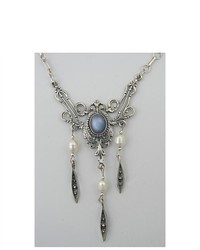 The Silver Dragon Stunning Sterling Victorian Necklace Accented With Grey Moonstone Jewelry Made America Since 1978